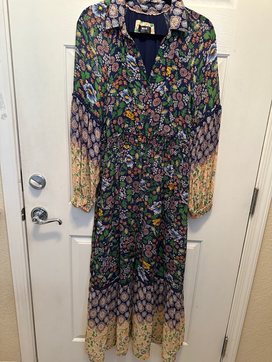 Maeve Dresses & Skirts - Anthropologie Maeve Boho Navy Floral Tiered Maxi Dress Size Large
